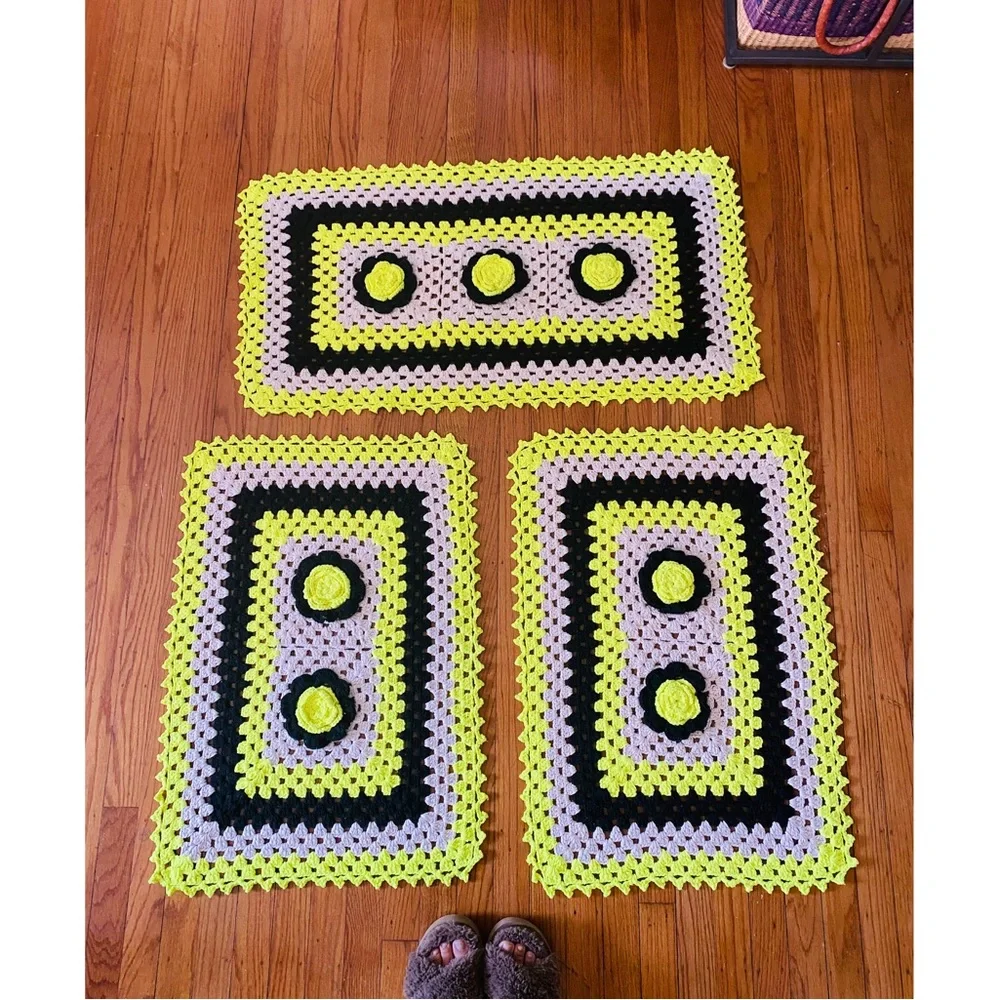 New Set of 3 Handmade Rug/Mat Crochet